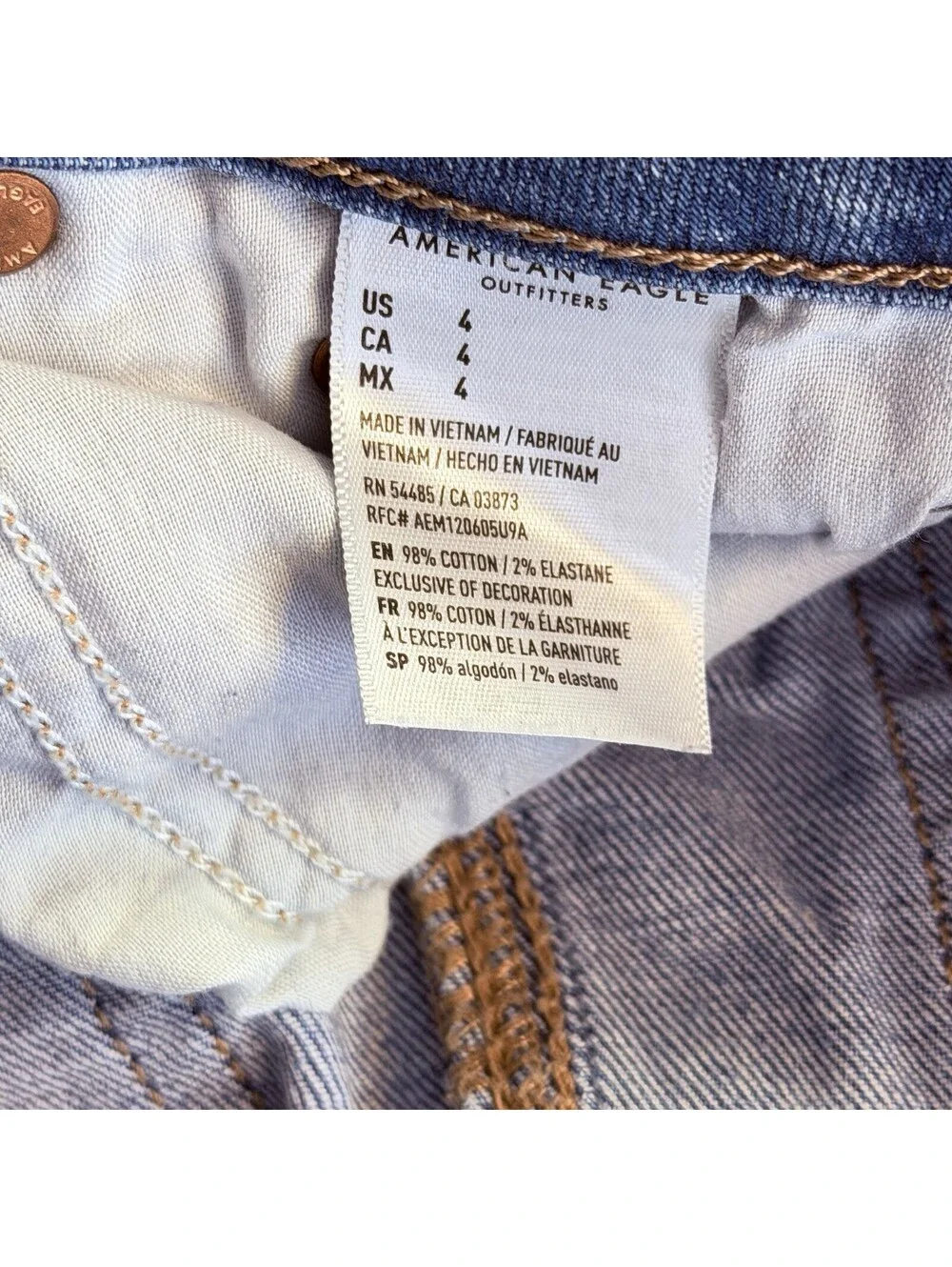 American Eagle Womens 4 REG Curvy Hi-Rise Mini Super Stretch Blue Jean Skirt